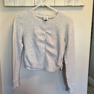 CAbi Light Gray Long Sleeve Cropped Fit